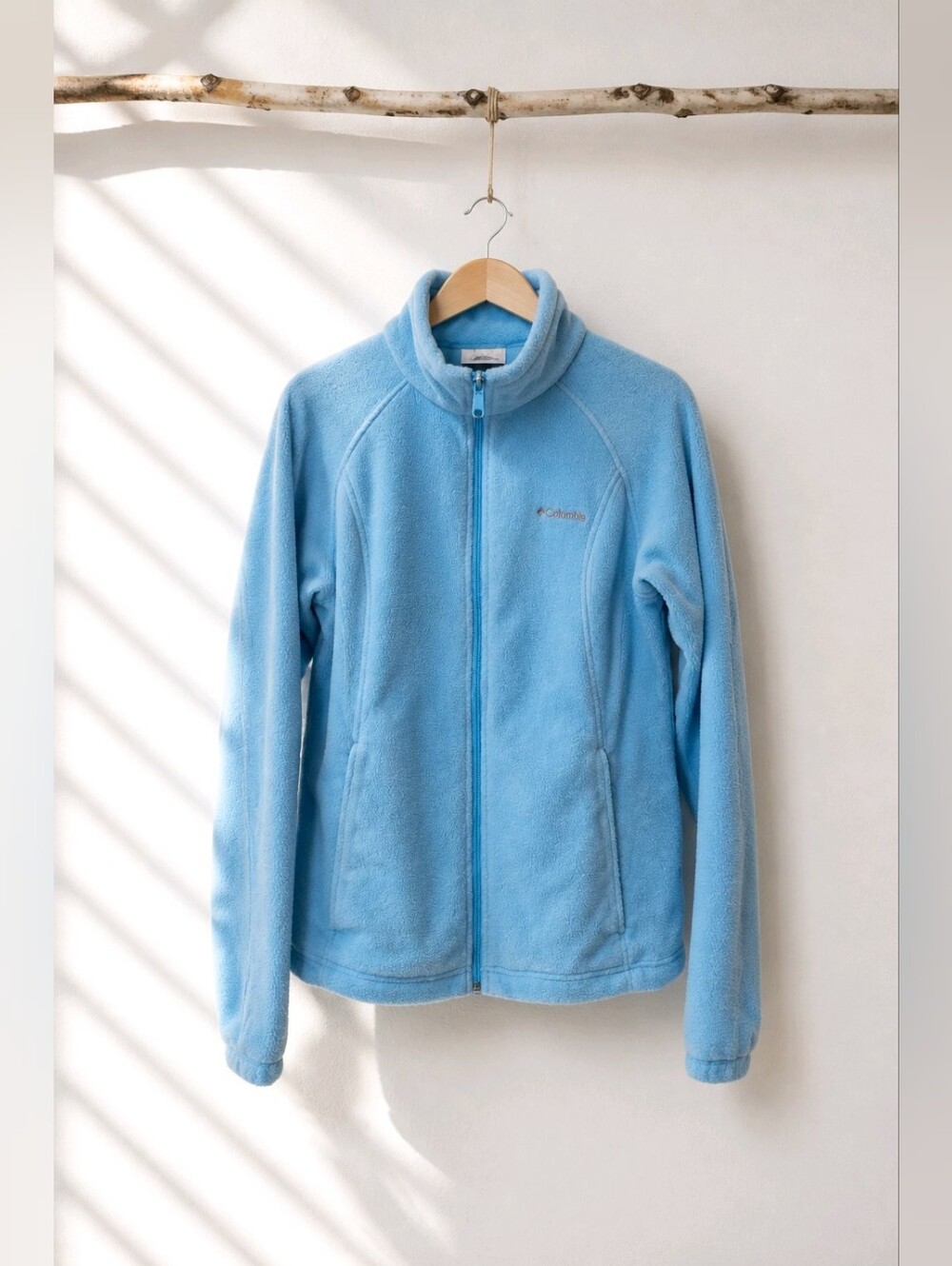 Columbia Sky Blue Full-Zip Fleece Jacket Womens Size Medium Cozy Soft & Warm